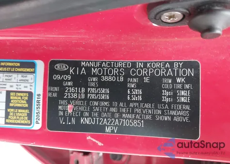 2010 Kia Soul + z USA, uszkodzony, nr VIN KNDJT2A22A7105851